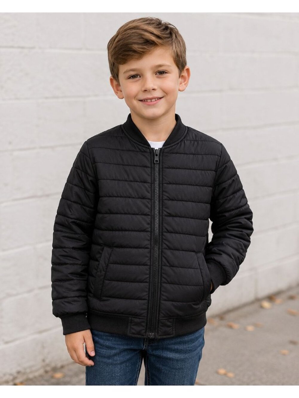 Crazy 8 Kids Black Quilted Polyloft Puffer Jacket Coat M (7-8)
